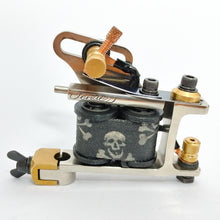 Load image into Gallery viewer, HAND ENGRAVED Mid-Big Grouping Liner- Skull and Waves, Nickel, Black