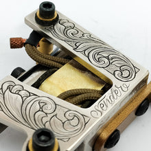 Load image into Gallery viewer, HAND ENGRAVED Mid-Big Grouping Liner- Scrolling and Script, Nickel, Gold