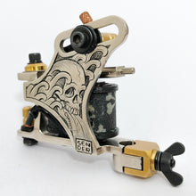 Load image into Gallery viewer, HAND ENGRAVED Mid-Big Grouping Liner- Skull and Waves, Nickel, Black