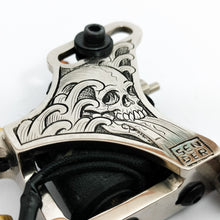Load image into Gallery viewer, HAND ENGRAVED Mid-Big Grouping Liner- Skull and Waves, Nickel, Black
